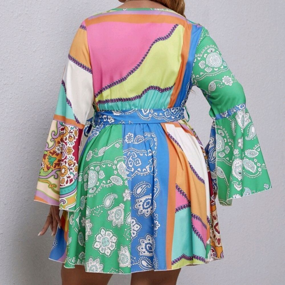 Colorful Wrap Dress - Picture 2 of 4